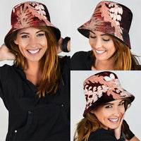Puakenikeni Maile Lei Bucket Hat Frangipani Red Tropical Leaves LT01 - Polynesian Pride