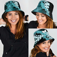 Puakenikeni Maile Lei Bucket Hat Frangipani Turquoise Tropical Leaves LT01 - Polynesian Pride