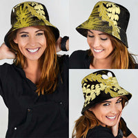 Puakenikeni Maile Lei Bucket Hat Frangipani Yellow Tropical Leaves LT01 - Polynesian Pride