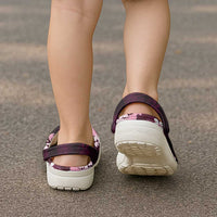Puakenikeni Maile Lei Clogs Shoes Frangipani Pink Tropical Leaves LT01 - Polynesian Pride