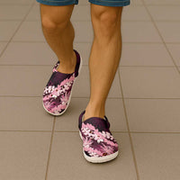 Puakenikeni Maile Lei Clogs Shoes Frangipani Pink Tropical Leaves LT01 - Polynesian Pride