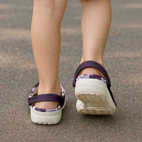 Puakenikeni Maile Lei Clogs Shoes Frangipani Purple Tropical Leaves LT01 - Polynesian Pride