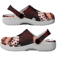 Puakenikeni Maile Lei Clogs Shoes Frangipani Red Tropical Leaves LT01 - Polynesian Pride