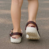 Puakenikeni Maile Lei Clogs Shoes Frangipani Red Tropical Leaves LT01 - Polynesian Pride
