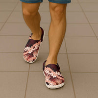Puakenikeni Maile Lei Clogs Shoes Frangipani Red Tropical Leaves LT01 - Polynesian Pride