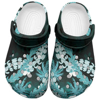 Puakenikeni Maile Lei Clogs Shoes Frangipani Turquoise Tropical Leaves LT01 Turquoise - Polynesian Pride