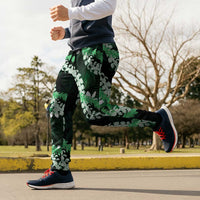 Puakenikeni Maile Lei Jogger Pants Frangipani Green Tropical Leaves LT01 - Polynesian Pride