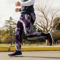 Puakenikeni Maile Lei Jogger Pants Frangipani Purple Tropical Leaves LT01 - Polynesian Pride