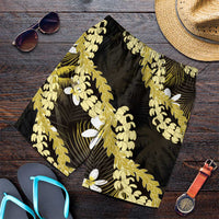 Puakenikeni Maile Lei Shorts for Men Frangipani Yellow Tropical Leaves LT01 Yellow - Polynesian Pride