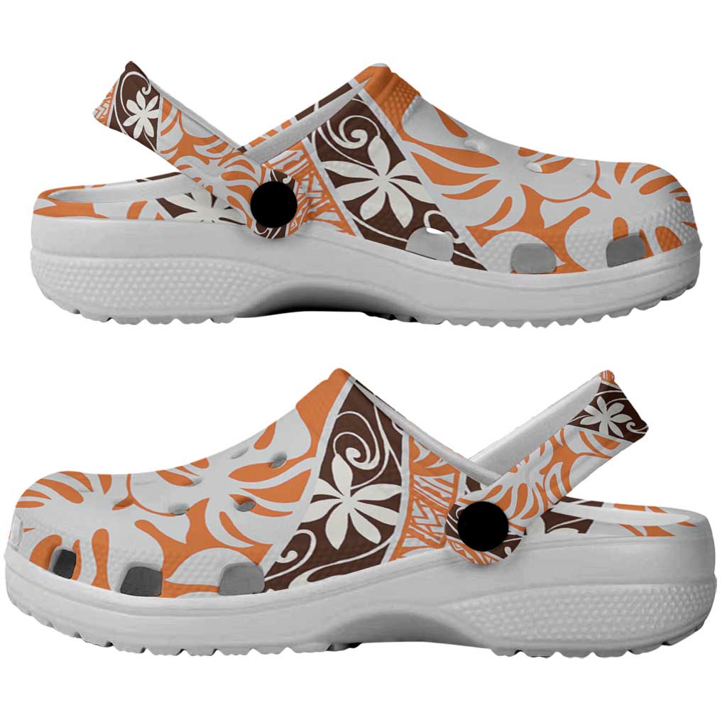 Puatou Tahiti Tiare Monstera Clogs Shoes Polynesian Pattern Curve Style - Polynesian Pride