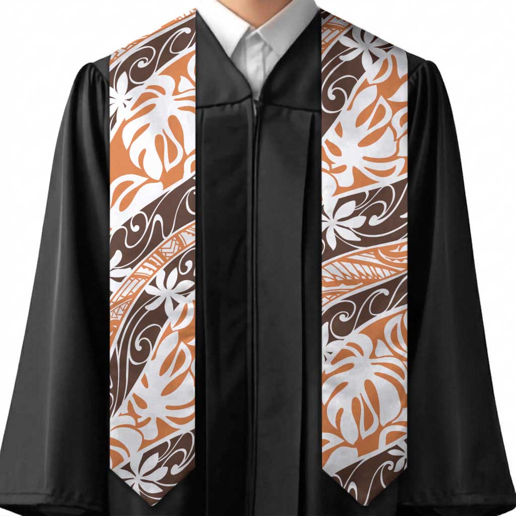 Puatou Tahiti Tiare Monstera Graduation Stole Polynesian Pattern Curve Style LT01 - Polynesian Pride