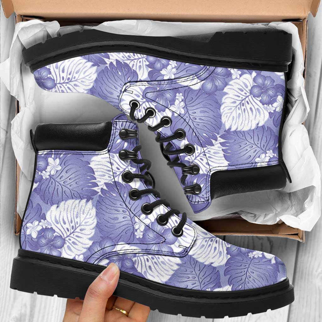 Purple Aloha Hawaii All Season Boots Monstera Hibiscus Plumeria Seamless Vibes - Polynesian Pride
