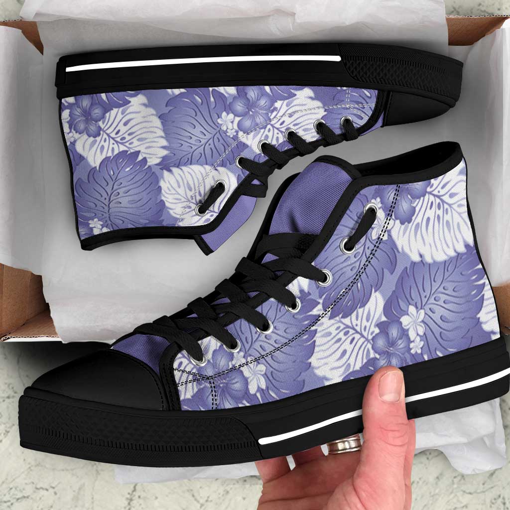 Purple Aloha Hawaii High Top Shoes Monstera Hibiscus Plumeria Seamless Vibes - Polynesian Pride