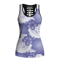 Purple Aloha Hawaii Hollow Tank Top Monstera Hibiscus Plumeria Seamless Vibes - Polynesian Pride