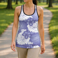 Purple Aloha Hawaii Hollow Tank Top Monstera Hibiscus Plumeria Seamless Vibes - Polynesian Pride