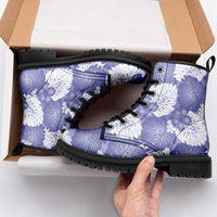 Purple Aloha Hawaii Leather Boots Monstera Hibiscus Plumeria Seamless Vibes - Polynesian Pride