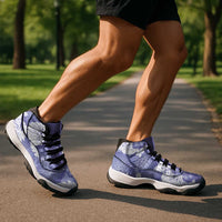 Purple Aloha Hawaii Sneakers J11 Monstera Hibiscus Plumeria Seamless Vibes - Polynesian Pride