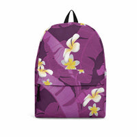 Purple Banana Leaf Hawaii Backpack Lau Maia Plumeria Tropical Summer Vibes LT14 Purple - Polynesian Pride