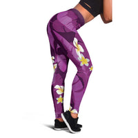 Purple Banana Leaf Hawaii Leggings Lau Maia Plumeria Tropical Summer Vibes LT14 - Polynesian Pride