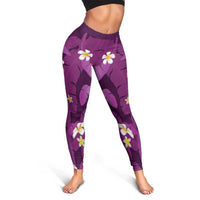 Purple Banana Leaf Hawaii Leggings Lau Maia Plumeria Tropical Summer Vibes LT14 - Polynesian Pride