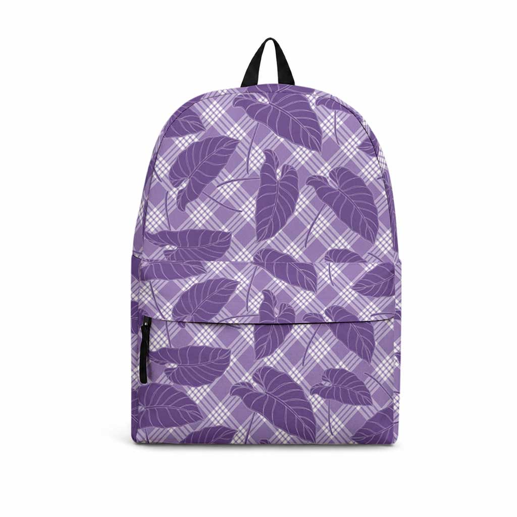 Purple Hawaii Kalo Palaka Motifs Backpack Hawaiian Taro Leaves Elegant Vibes LT14 Purple - Polynesian Pride