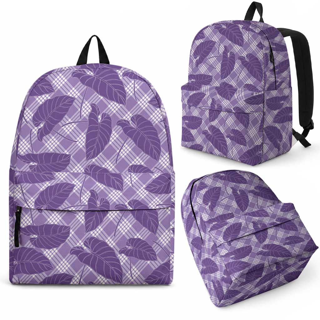 Purple Hawaii Kalo Palaka Motifs Backpack Hawaiian Taro Leaves Elegant Vibes LT14 - Polynesian Pride