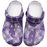 Purple Hawaii Kalo Palaka Motifs Clogs Shoes Hawaiian Taro Leaves Elegant Vibes LT14 Purple - Polynesian Pride
