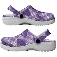 Purple Hawaii Kalo Palaka Motifs Clogs Shoes Hawaiian Taro Leaves Elegant Vibes LT14 - Polynesian Pride