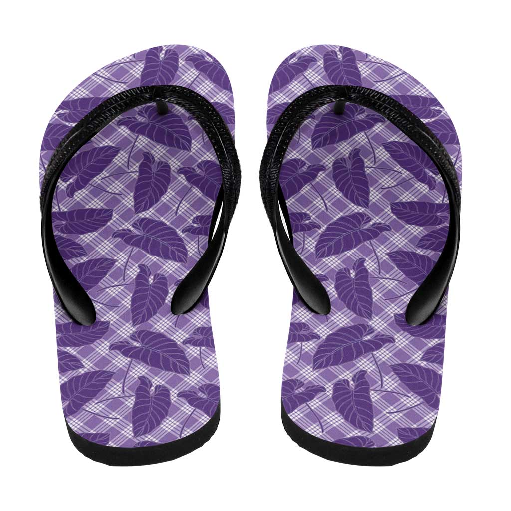Purple Hawaii Kalo Palaka Motifs Flip Flops Hawaiian Taro Leaves Elegant Vibes LT14 - Polynesian Pride