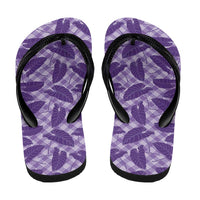 Purple Hawaii Kalo Palaka Motifs Flip Flops Hawaiian Taro Leaves Elegant Vibes LT14 - Polynesian Pride