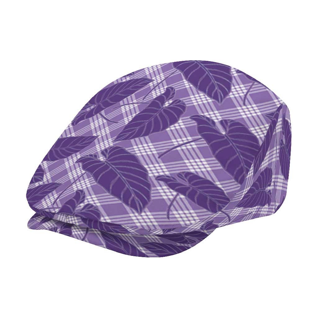Purple Hawaii Kalo Palaka Motifs Jeff Hat Hawaiian Taro Leaves Elegant Vibes LT14 - Polynesian Pride