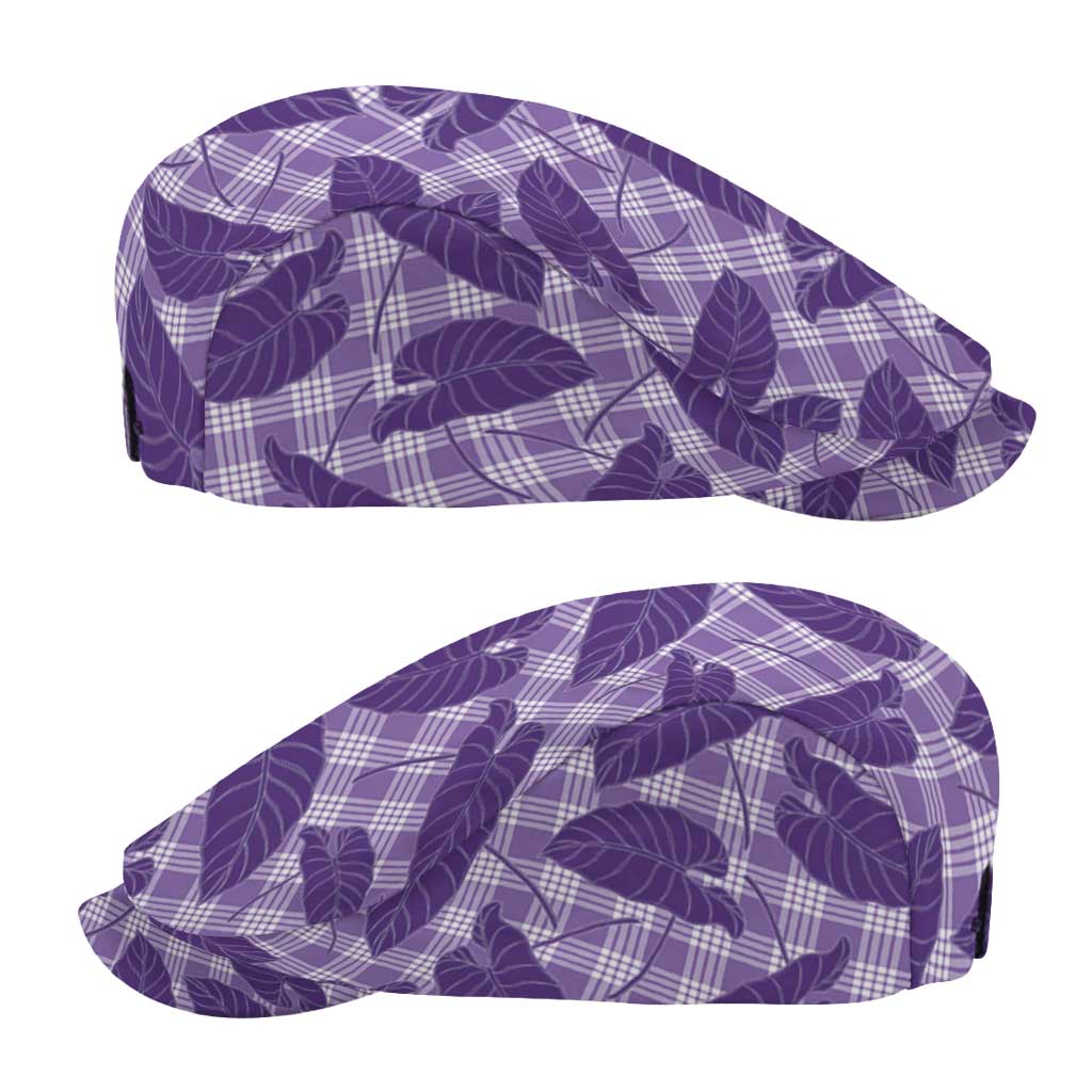 Purple Hawaii Kalo Palaka Motifs Jeff Hat Hawaiian Taro Leaves Elegant Vibes LT14 - Polynesian Pride