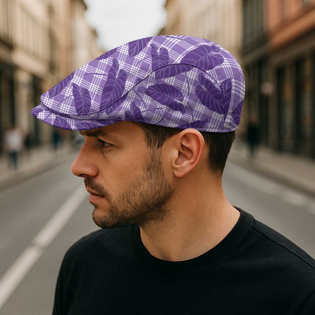 Purple Hawaii Kalo Palaka Motifs Jeff Hat Hawaiian Taro Leaves Elegant Vibes LT14 - Polynesian Pride