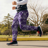 Purple Hawaii Kalo Palaka Motifs Jogger Pants Hawaiian Taro Leaves Elegant Vibes LT14 - Polynesian Pride