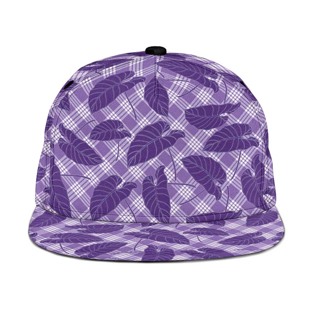 Purple Hawaii Kalo Palaka Motifs Snapback Cap Hawaiian Taro Leaves Elegant Vibes LT14 One Size Purple - Polynesian Pride