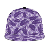 Purple Hawaii Kalo Palaka Motifs Snapback Cap Hawaiian Taro Leaves Elegant Vibes LT14 One Size Purple - Polynesian Pride