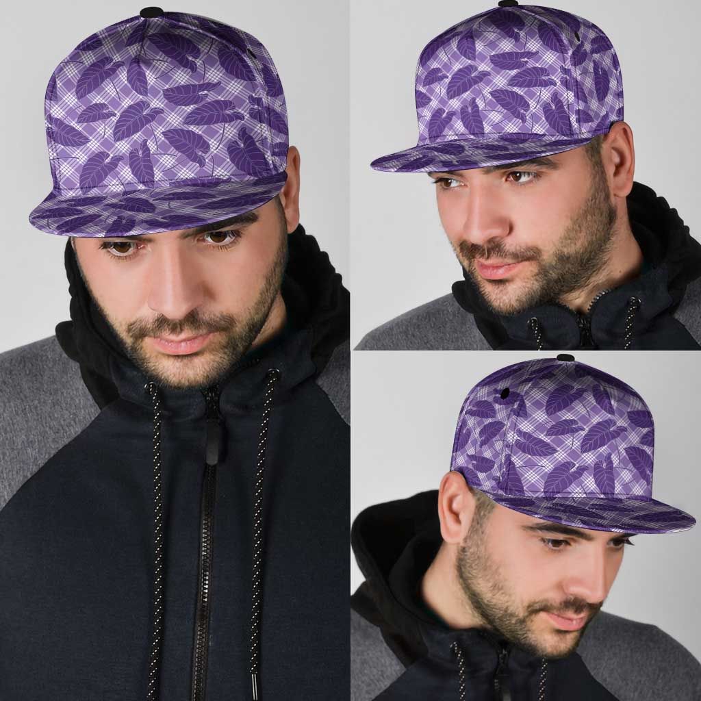 Purple Hawaii Kalo Palaka Motifs Snapback Cap Hawaiian Taro Leaves Elegant Vibes LT14 - Polynesian Pride