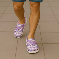 Purple Hawaii Palaka Honohono Pikake Clogs Shoes Hawaiian Orchid Lei Polynesian Pattern - Polynesian Pride