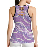 Purple Hawaii Palaka Honohono Pikake Hollow Tank Top Hawaiian Orchid Lei Polynesian Pattern LT14 - Polynesian Pride