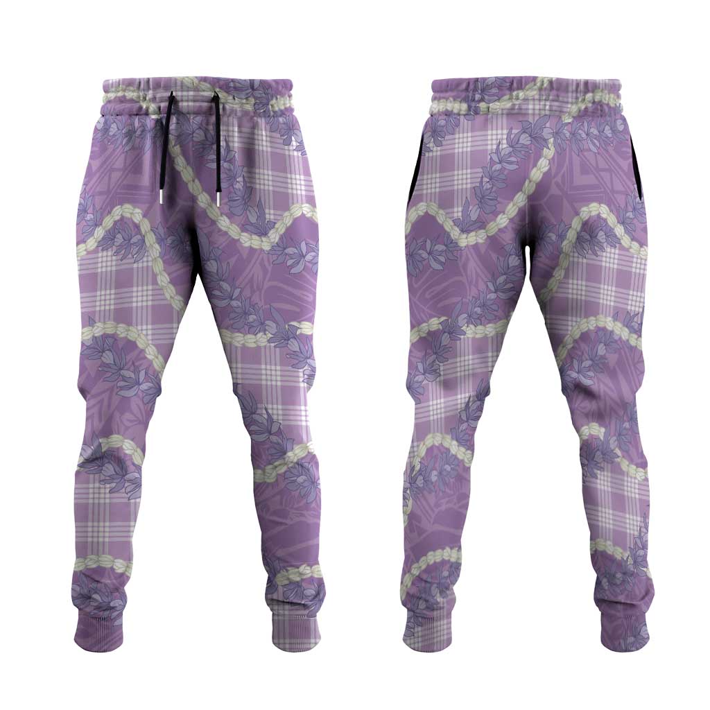 Purple Hawaii Palaka Honohono Pikake Jogger Pants Hawaiian Orchid Lei Polynesian Pattern LT14 Purple - Polynesian Pride