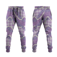 Purple Hawaii Palaka Honohono Pikake Jogger Pants Hawaiian Orchid Lei Polynesian Pattern LT14 Purple - Polynesian Pride