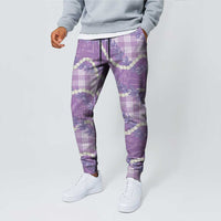 Purple Hawaii Palaka Honohono Pikake Jogger Pants Hawaiian Orchid Lei Polynesian Pattern LT14 - Polynesian Pride