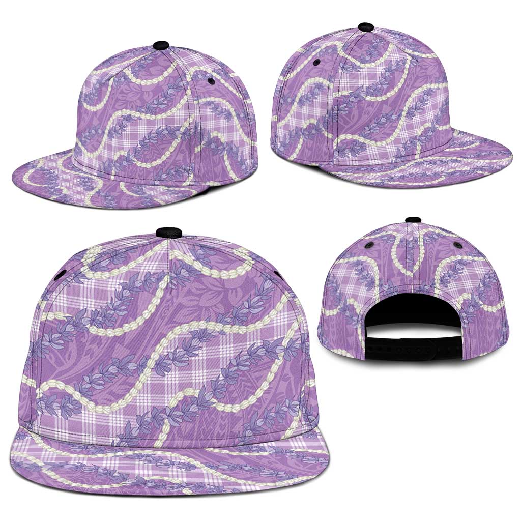 Purple Hawaii Palaka Honohono Pikake Snapback Cap Hawaiian Orchid Lei Polynesian Pattern - Polynesian Pride