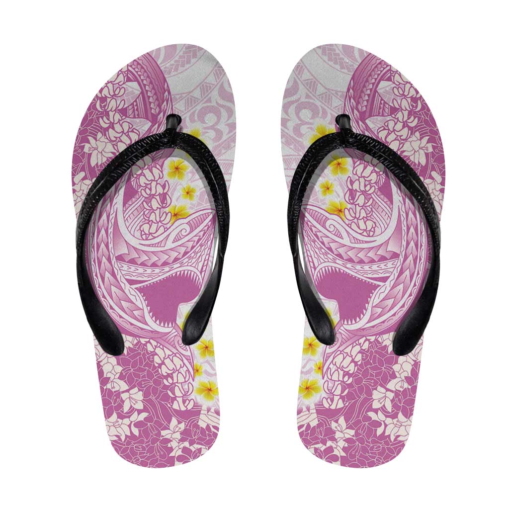 Purple Hawaii Shark Tattoo Flip Flops Puakenikeni Lei Plumeria Polynesian Pattern LT14 Purple - Polynesian Pride