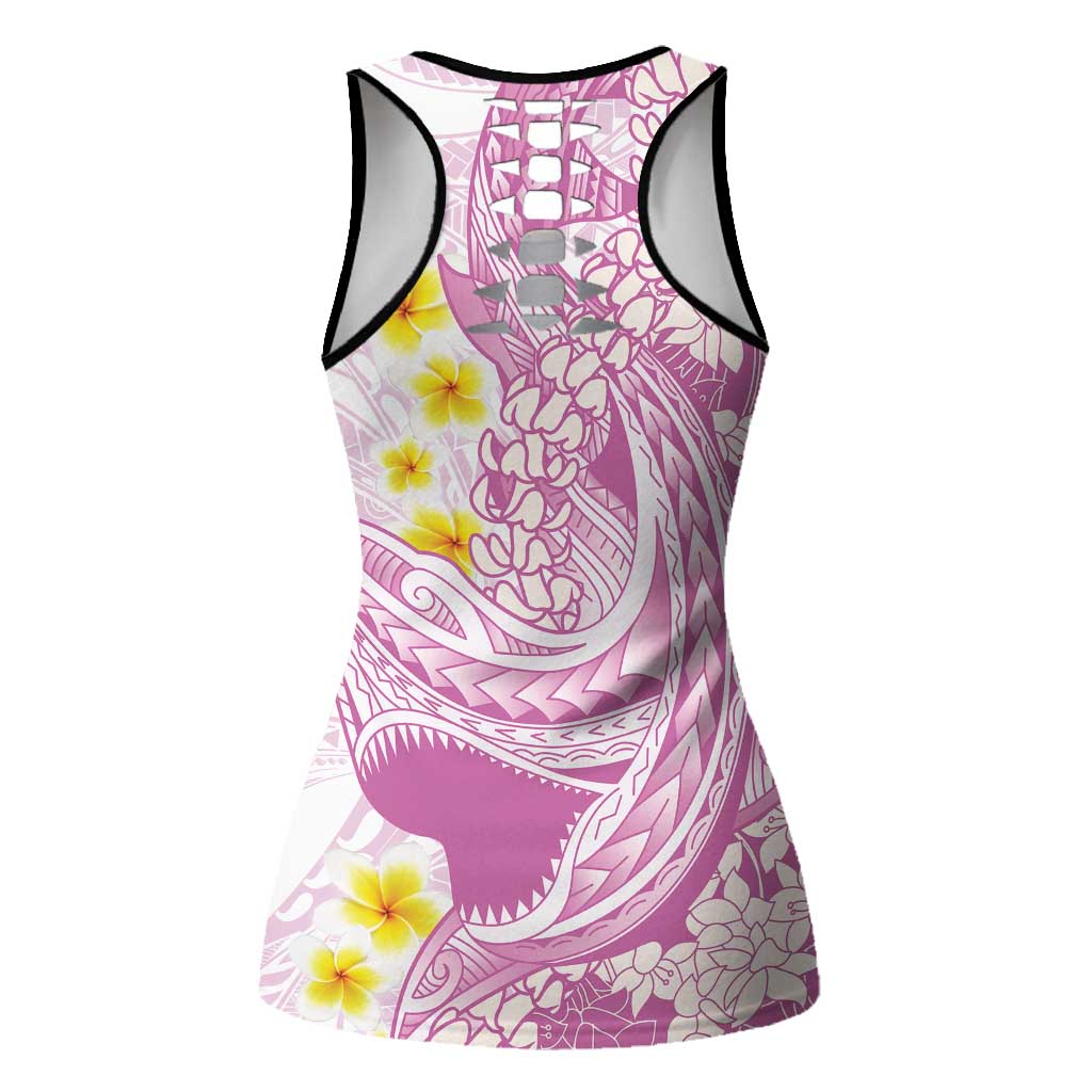 Purple Hawaii Shark Tattoo Hollow Tank Top Puakenikeni Lei Plumeria Polynesian Pattern LT14 - Polynesian Pride