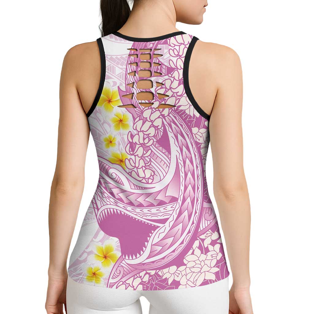 Purple Hawaii Shark Tattoo Hollow Tank Top Puakenikeni Lei Plumeria Polynesian Pattern LT14 - Polynesian Pride