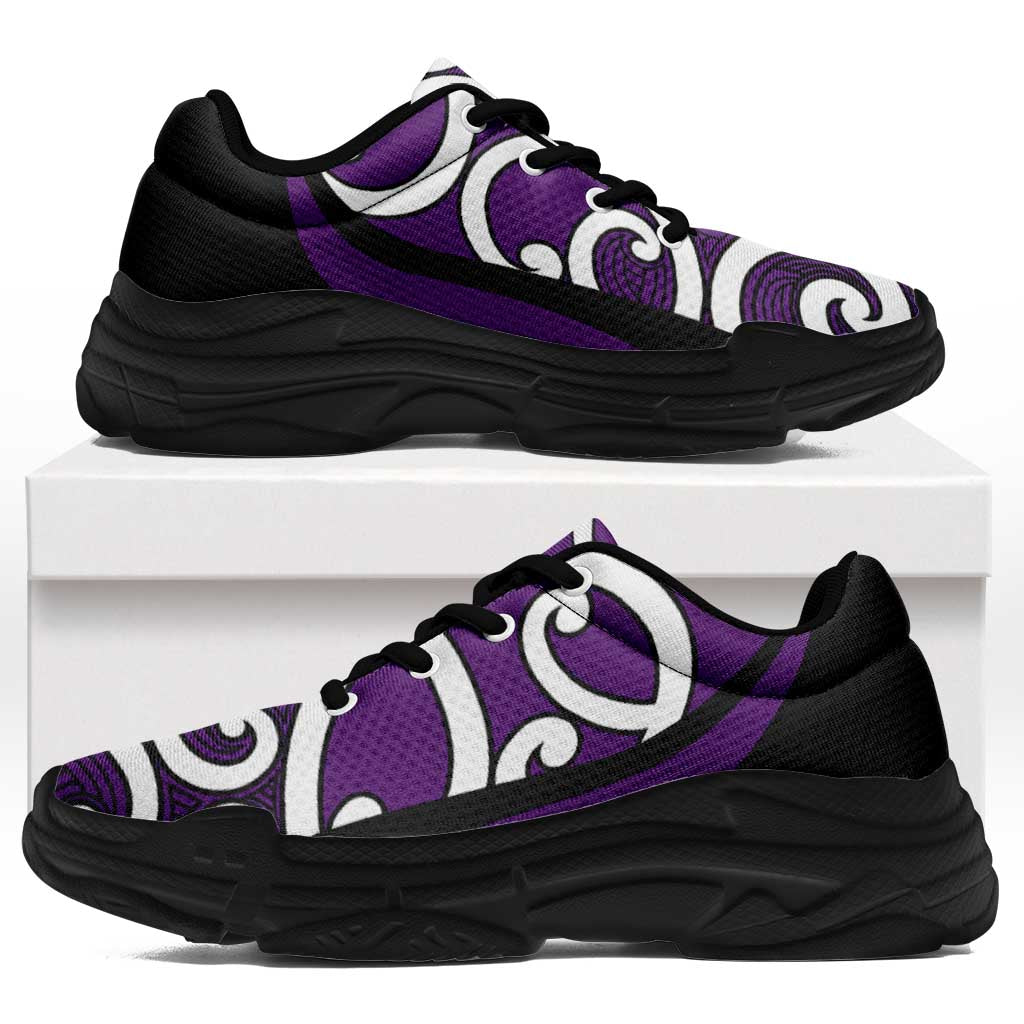 Purple Maori Koru New Zealand Chunky Sneakers LT14 Purple - Polynesian Pride