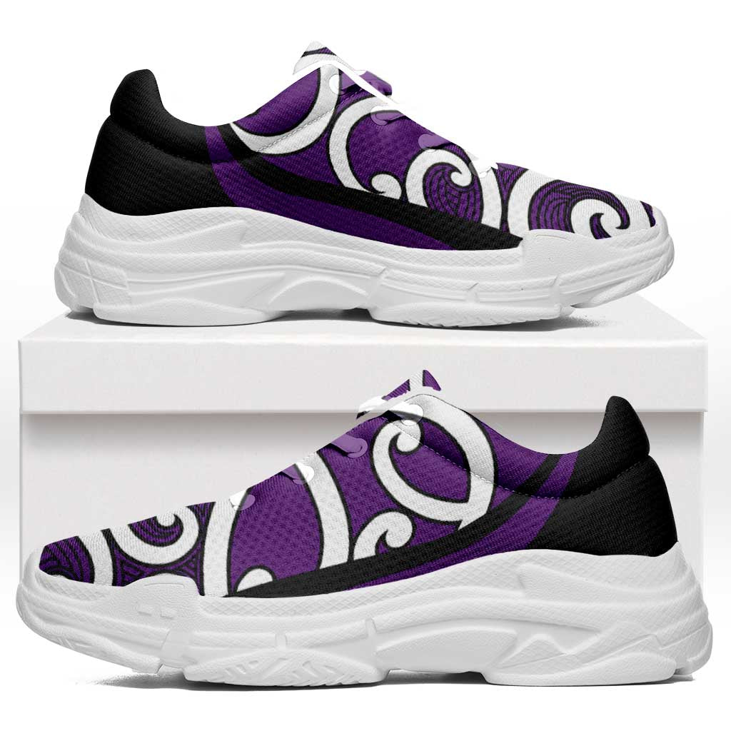 Purple Maori Koru New Zealand Chunky Sneakers LT14 Purple - Polynesian Pride