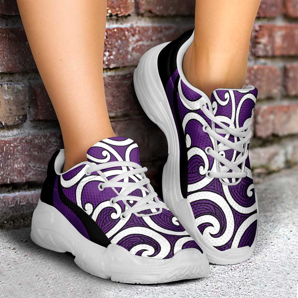 Purple Maori Koru New Zealand Chunky Sneakers LT14 - Polynesian Pride