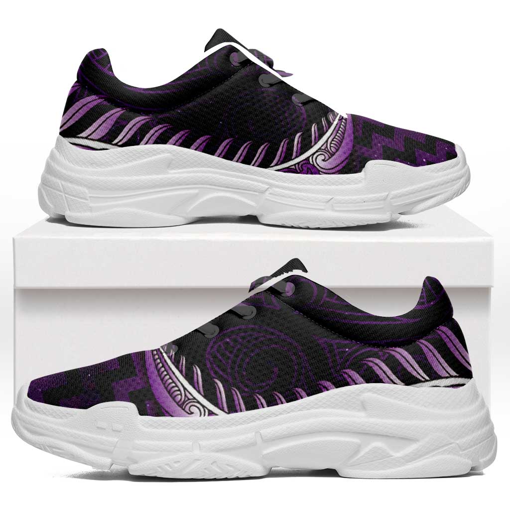 Purple Matariki New Zealand Chunky Sneakers Maori Poutama Galaxy Vibes LT14 Purple - Polynesian Pride